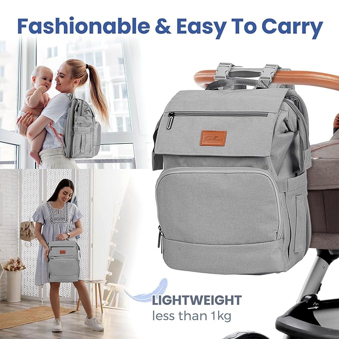 PILLANI Baby Diaper Bag Backpack - Large Bag for Boys & Girls, Waterproof Diaper Backpack - Travel Diaper Bags w/Changing Pad, Baby Registry Search & Shower Gifts - Essentials Must Haves Newborn Stuff