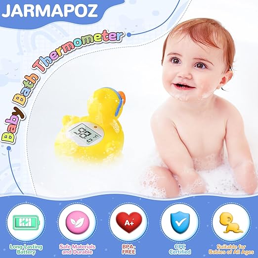 Baby Bath Thermometer Duck – Color-Changing Infant Bathtub Thermometer with Auto Temperature Alert, Waterproof Floating Toy for Newborns & Toddlers
