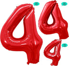 GOER Red Foil Balloons Number 4,Huge Number Balloons for 4th 44th Birthday Party Supplies Anniversary Decorations (3 pcs,42 inch,32 inch,16inch)