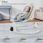 BabyBond Baby Swings for Infants, Bluetooth Infant Swing with Music Speaker, 3 Seat Positions, 5 Point Harness Belt, 5 Speeds and Remote Control - Portable Baby Swing for Indoor and Outdoor (Beige)
