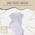 50 Premium Baby Velvet Hangers - 11.8" Non-Slip, Ultra-Slim Space-Saving Children Closet Hangers - 360° Swivel Hook, Strong & Durable Infant & Toddler Clothes Hangers for Wardrobe - Ivory