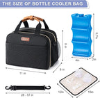 Breastmilk Cooler Bag with Ice Pack Fits 6 Baby Bottles Up to 9 Ounce, Compatible with Wearable Breast Pumps & Accessories-Black