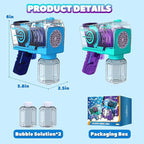 EagleStone 2 Pack Kids' Bubble Guns, Automatic Bubble Machines with 10-Hole Wands, Blasters for Toddlers,Lights Up Bubble & Solution, Easter, Wedding Party Favors, Outdoor for Boys & Girls