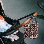 BreastMilk Cooler Bag with Ice Pack Fits 4 Baby Bottles Up to 9 Ounce, Baby Bottle Bag for Nursing Mom Daycare-Leopard Print