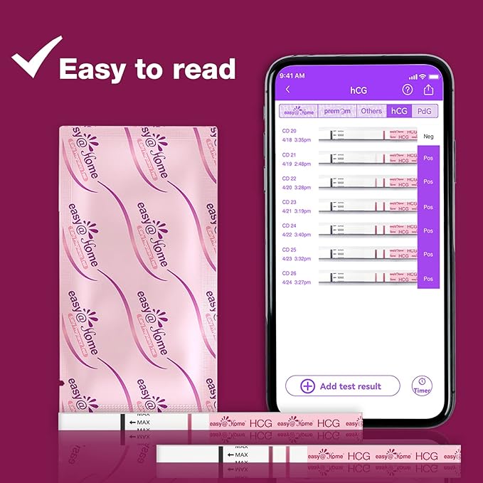 Easy@Home Pregnancy Test Strips Kit: 40 Pack HCG Test Strips - Early Detection Home Bulk Pregnancy Tests | EZW1-S:40