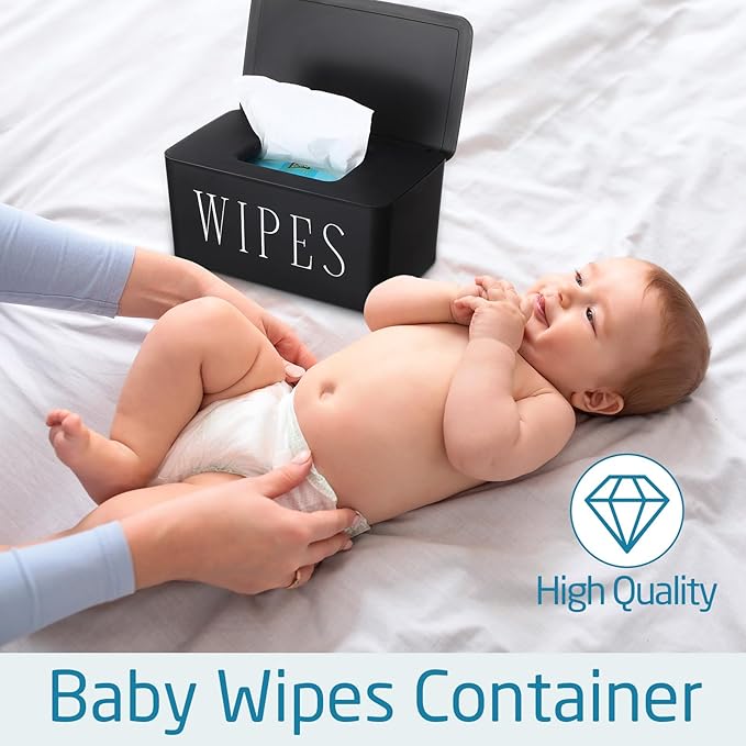 3 Pack Baby Wipes Dispenser Holder Wipe Container for Bathroom with Lid Toilet Tissue Paper Storage Refillable Box for Home Office Cars(Large,Black)