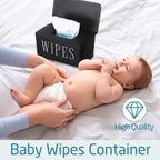 3 Pack Baby Wipes Dispenser Holder Wipe Container for Bathroom with Lid Toilet Tissue Paper Storage Refillable Box for Home Office Cars(Large,Black)