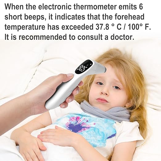 huangirl Touchless Thermometer, Digital Forehead Thermometer for Adults with Fever Alarm, Large LED Digits, 3-in-1 Non Contact Infrared Ear, Forehead & Touchless Thermometers