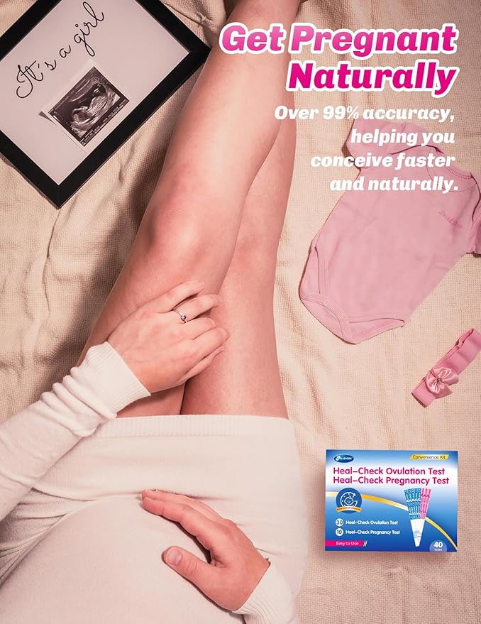 30 Ovulation and 10 Pregnancy Test Strips with 40 Urine Cups, Fertility Test for Women TTC, Get Pregnant Easier, Easy to Use at Home, Over 99% Accuracy, Individually Wrapped