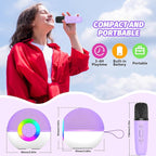 Mgaolo Mini Karaoke Machine for Kids Adults,Portable Bluetooth Speaker with 2 Wireless Microphones,Gift Toys with MP3 Player for Boys Girls 3-12 Year Old Birthday Family Home Party Present (Purple)