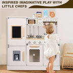 Wooden Kitchen Playset for Kids Toddler, Pretend Play Kitchen Set Toy for Girls and Boys, with Kitchen Accessories