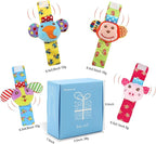BLOOBLOOMAX Sock rattles for Babies 0-24 Months Baby Animal Foot Finder Educational Toys