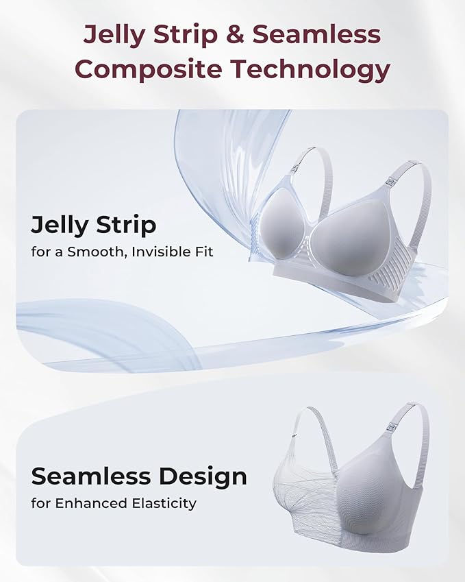 Momcozy CoolFit Nursing Bras for Breastfeeding, Ultra Stretch Seamless Jelly Strip Maternity Bra, Cooling Wireless