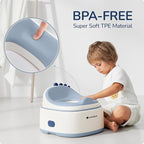 3 in 1 Potty Training Toilet, Dinosaur Toddler Potty Training Seat for Boys Girls with Comfortable Cushion, Easy-to-Clean and Anti-Slip Potty Training Step Stool for Toilet (Blue)