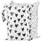 Tiny Twinkle Mess-Proof Waterproof Wet Dry Bag | 2-Pack Reusable Wet Bags for Swimsuits & Baby Clothes | Leakproof Wet Bag for Travel & Diaper Changes for Baby (Black, White)