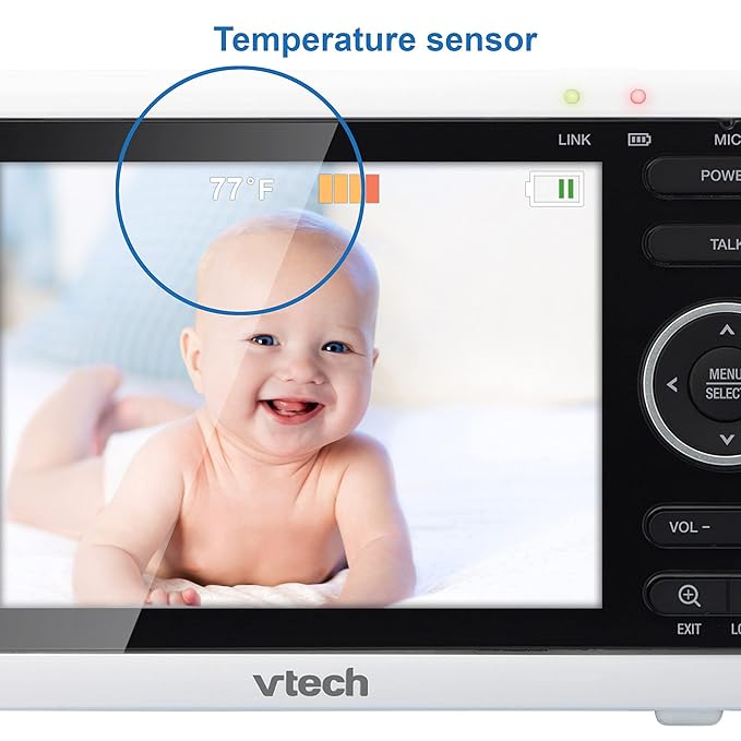 VTech [Upgraded] VM350-2 Baby Monitor, 5" Screen,2 Cameras,1000ft Range, Night Vision, 2-Way Audio, Lullabies, Secure Transmission No WiFi
