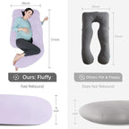 MOON PARK Pregnancy Pillows for Sleeping - U Shaped Full Body Maternity Pillow with Removable Cover - Support for Back, Legs, Belly, HIPS - 57 Inch Pregnancy Pillow for Women - Purple