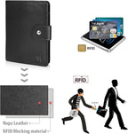 Polare Luxury RFID Blocking Leather Passport Holder Travel Wallet For Men and Women (Black(Snap Version))