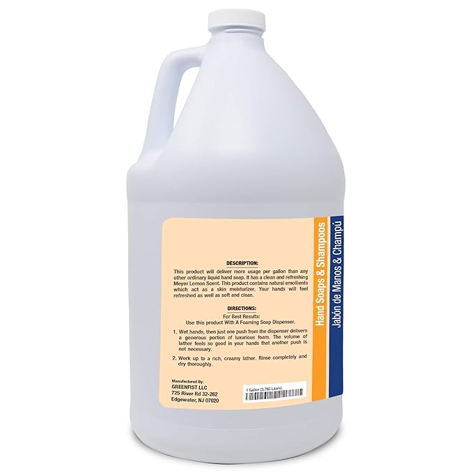 GreenFist Foaming Hand Soap Refills [ Foam Refill ] Gentle-Hand Wash Lemon Scent, 128 ounce (1 Gallon)