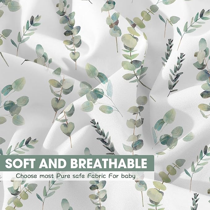 Bimocosy Crib Sheets for Boys Girls, Fitted Crib Sheet 4 Pack for Standard Crib and Toddler Mattresses, Super Soft Breathable Microfiber Baby Sheet 28x52x8in, Leaf/Bear/Gray/Green