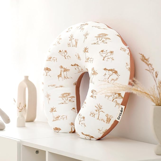 GRSSDER Nursing Pillow Cover Stretchy Minky Removable Nursing Covers for Breastfeeding Pillows, Ultra Soft Comfortable Slipcover for Boy and Girls, Stylish Elk Animals Pattern