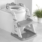Potty Training Seat, Upgrade 2 in 1 Potty Training Toilet for Toddler, Toddler Toilet Seat for Boys Girls with Splash Guard, Anti-Slip Pad and Step Stool (Grey)