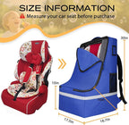 Car Seat Travel Bag for Airplane, Infant Seat Carrier with Shoulder Strap, Padded Backpack with Reflective Stripes, Blue