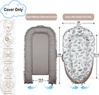 Baby Lounger Cover Only for Newborns, 100% Cotton Soft Portable Baby Nest Lounger Cover, Breathable Infant Lounger Replacement Cover, Lounger Pillow Cover Fit for Snuggle Me, Cover Only(Leaf Pattern)