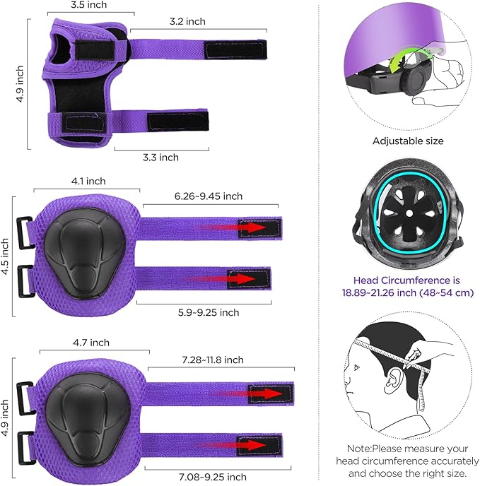 DaCool Kids Bike Helmet Set Skateboard Knee Pads - Kids Helmet Elbow Pads Wrist Guards Adjustable for 3~10yrs Girl Boy Kids Protective Gear Set for Sport Cycling Bike Roller Skating Scooter