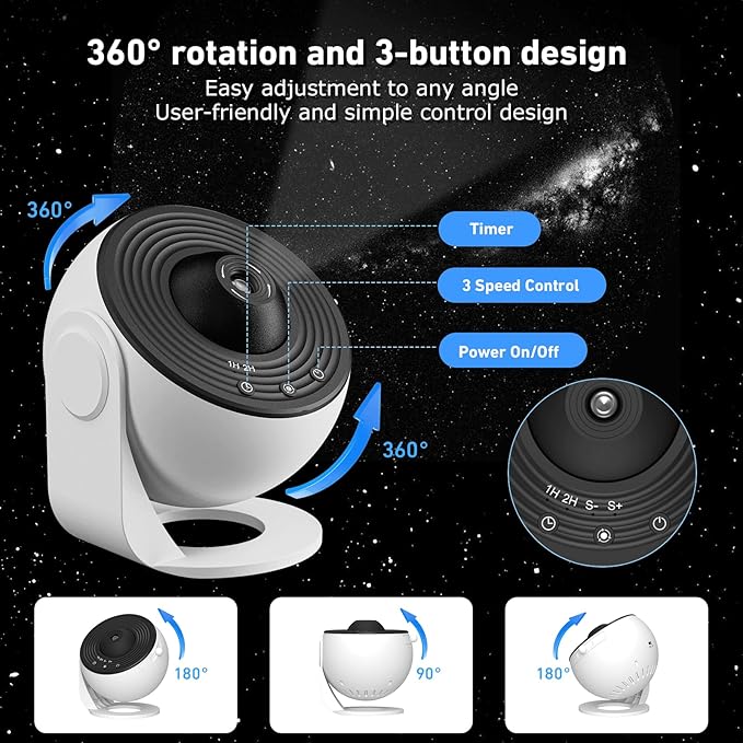 Galaxy Projector, 13 in 1 Planetarium Projector, Star Night Light Projector with Solar System Nebular Moon, Adjustable Focus Galaxy Light Projector for Kids Adults Bedroom Ceiling Room Décor