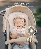 Dreamegg Portable Stroller Fan - 4000mAh Rechargeable Baby Stroller Fan With LED Display, Night Light, Hidden Blade, Detachable 4 Speed 360°Rotate, Handheld Cooling for Crib,Travel, Car Seat, Bedroom