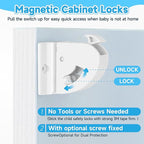 10 Pack Magnetic Cabinet Locks for Child Safety, Drawer Locks Baby Proofing, Magnetic Door Safety Locks for Cabinets and Drawers, Easy Installation No Tools Required (10 Pack and 2 Keys)