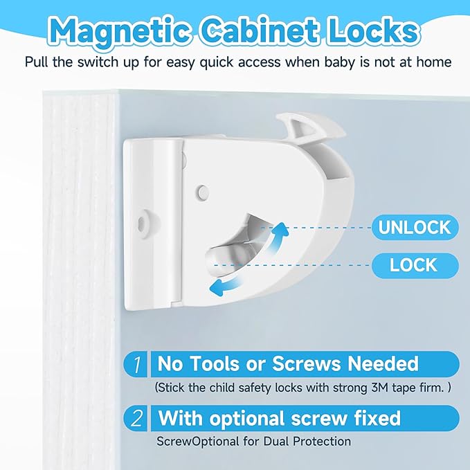 Magnetic Cabinet Locks for Child Safety, Drawer Locks Baby Proofing, Magnetic Door Safety Locks for Cabinets and Drawers, Easy Installation No Tools Required (14)