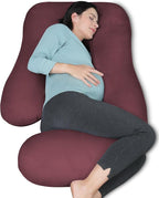 MOON PARK Pregnancy Pillows for Sleeping - U Shaped Full Body Maternity Pillow with Removable Cover - Support for Back, Legs, Belly, HIPS - 65 Inch - Burgundy