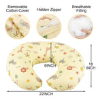 Nursing Pillow, Breastfeeding Pillow with Removable Cover, Ergonomic Breast Feeding Pillow, Baby Feeding Support Cushion for Mom Easier Breastfeeding- Original Size/Animal Yellow