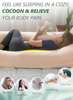 Meiz Pregnancy Pillows, Pregnancy Pillows for Sleeping Cooling, U Shaped Full Body Pillow for Adult, Rayon Cover from Bamboo, Light Apricot