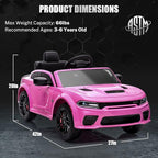 12V 7Ah Kids Electric Ride on Car, Licensed Dodge Charger SRT Hellcat, Battery Powered 4-Wheels Toy Car Electric Vehicle for Kids with Remote Control, 3 Speeds, LED Lights, Music (Pink)