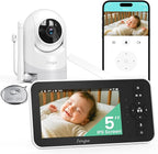 Video Baby Monitor with Camera and Audio,5'' Screen,720P,No Wifi or Free App Mode,Pan-Tilt-Zoom,Lullabies,Feeding Remind,Night Vision,VOX/ECO,2-Way Talk,1500ft Long Range,Easy Setup,30H Battery