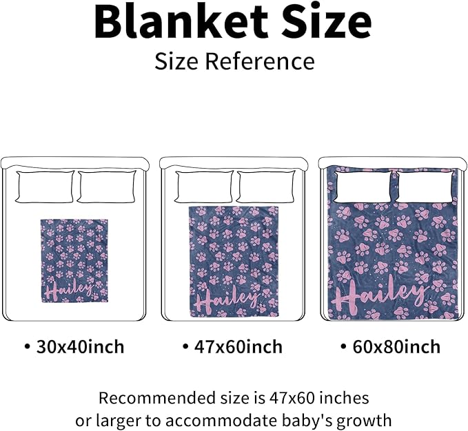 Personalized Baby Blankets for Girls, Custom Name Pink Dog Paws Pattern Baby Blanket, Soft Minky Dot Blanket for Newborns and Toddlers, Ideal for Baby Showers Christmas Brithday Gifts