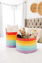 OrganiHaus Large Blanket Basket for Living Room 20x13, Rainbow Rope Basket for Classroom Organization, Toy Storage Basket, Woven Kids Laundry Basket, Baby Toy Box, Cute Storage Basket, Nursery Hamper