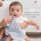 Comfy Cubs Muslin Burp Cloths 20" x 10", Pack of 6 - Large, 6-Layer, Ultra Absorbent 100% Cotton for Baby Drool and Messes - Soft, Safe & Gentle Baby Burp Cloths Set for Boys & Girls - Slate