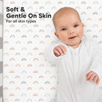 KeaBabies 2-Pack Organic Crib Sheets for Boys, Girls - 52x28 Fitted Crib Mattress Sheet Neutral, Breathable Jersey Cotton Cover for Baby Bed, Toddler Mattress, Soft & Cute Prints (Jolly Rainbow)