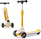 KUB Toddler Scooter for Kids Ages 2+, 3 Wheel Kick Scooter with LED Light-Up Wheels, Adjustable Height Handlebar, Lean-to-Steer, Anti-Slip Deck, Easy-Fold Design, Gift for Boys and Girls