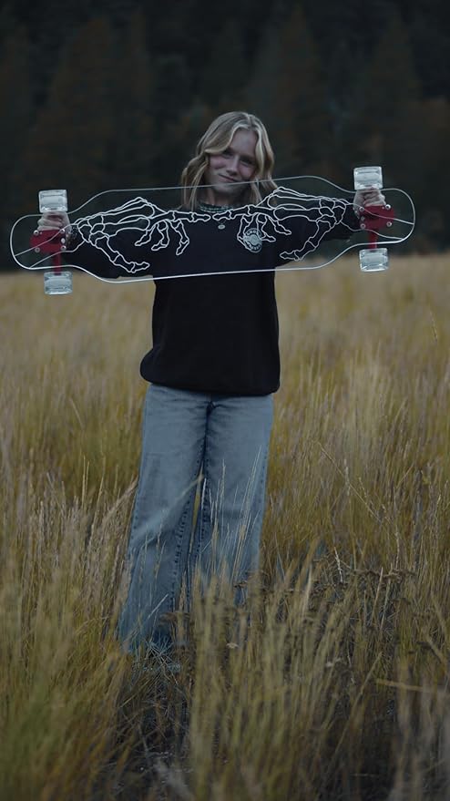 Clear Longboard Skateboard - Transparent Acrylic Long Boards with Light-Up LED Wheels for Smooth Rides - Ride The Streets in Style with Longboard Built for Beginners & Pros Alike