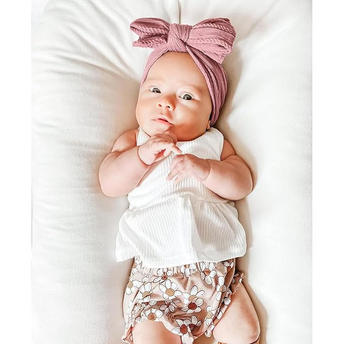Niceye Handmade Baby Headbands Soft Stretchy Nylon Hair Bands with Bows for Newborn Infant Baby Toddler Girls