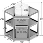 KORIMEFA Changing Table with Drawers, Corner Baby Diaper Changing Station for Nursery with Laundry Hamper, Storage Bin, and Contoured Pad for Baby - Grey