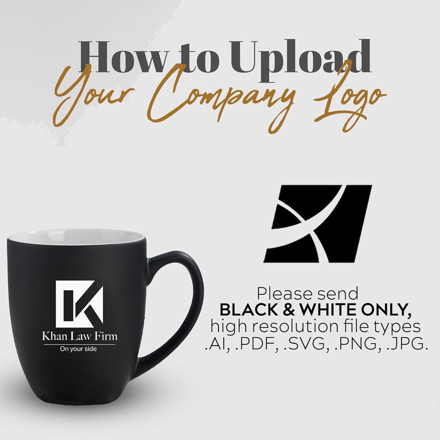 Personalized Coffee Mug Engraved with your Custom Logo - Customized Coffee Mugs, Hot Chocolate Mug, Birthday Gift, Retirement Gift (Engraved Custom Logo, Matte Black)