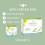 Organyc New and Improved 100% Certified Organic Cotton Inside and Out Overnight Feminine Pads, Heaviest Flow, Super Absorbency, 28 Count