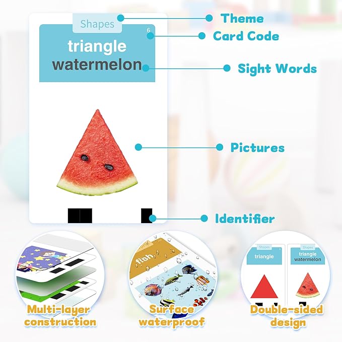 Toddlers Talking Flash Cards with American accent & 288 Sight Words, Speech Therapy Toys for 3 4 5 6 Years Old Boys and Girls, Learning Educational Montessori Sensory kit, Kids Birthday Gifts