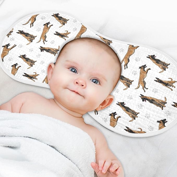 4 Pack Muslin Burp Cloths German Dogs Paw Prints White Cotton Baby Burp Cloths Ultra Absorbent Soft Thick Burping Cloth for Newborn Boys Girls 22x11 Inch